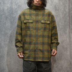 MOTTLE YARN HERRINGBONE OMBRE CPO (GREEN)｜オンブレチェック シーピーオーシャツ｜375202