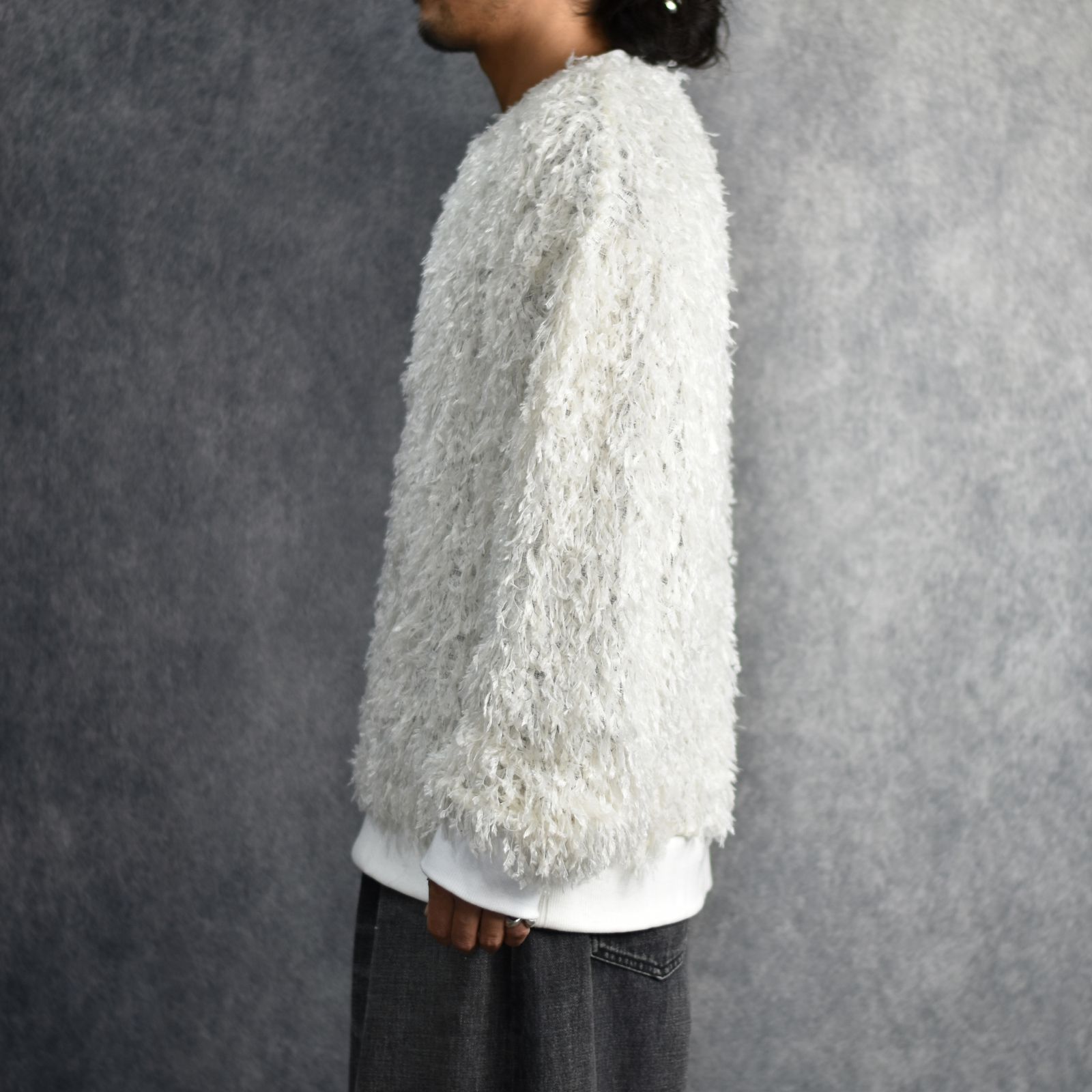 FEATHER KNIT CREWNECK SWEATER (WHT) / シャギーニット クルーネック スウェット