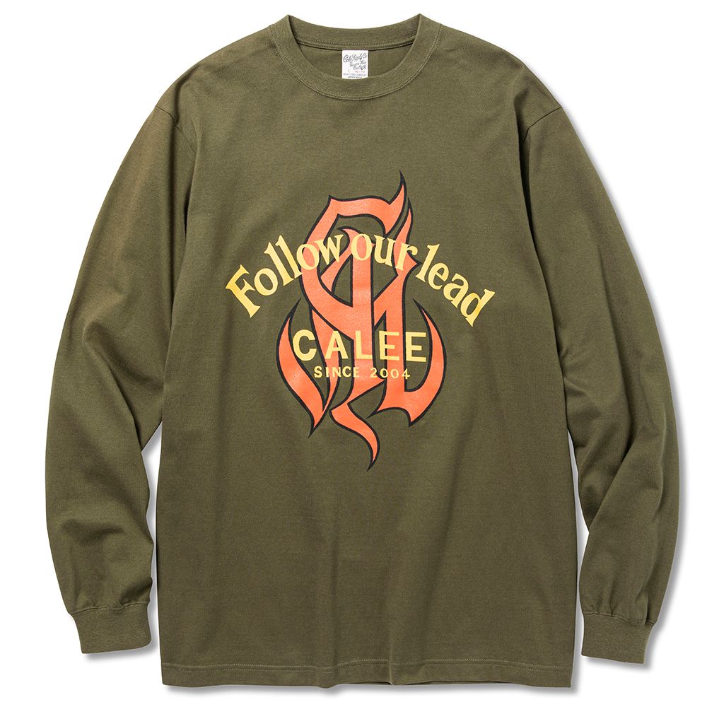 CAL Logo fol L/S t-shirt -Naturally paint design- (Olive) / ロングスリーブ Tシャツ - M