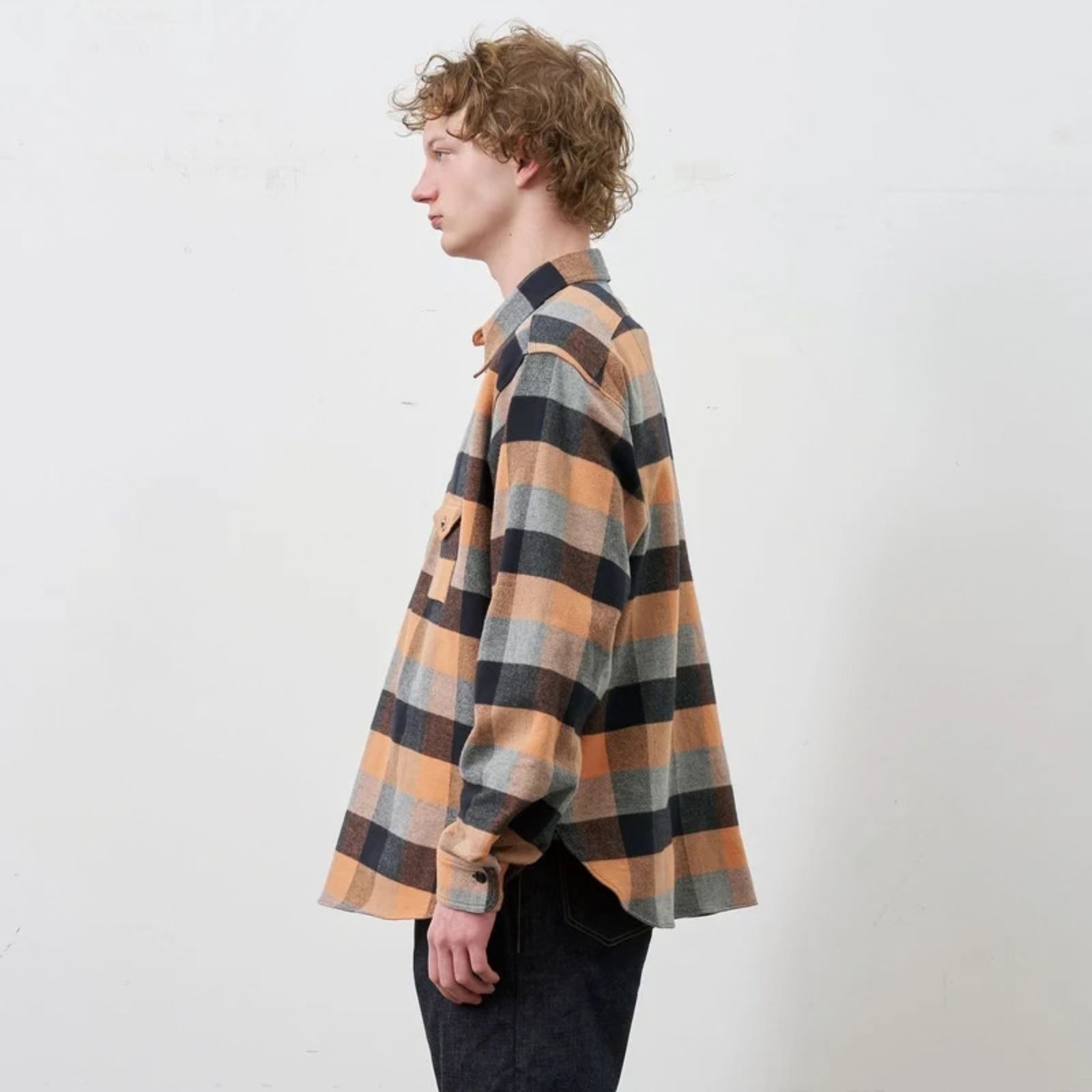 Y1936 H-ZIP FLANNEL CHECK SHIRT （ORANGE / オレンジ）｜ 602-262-03