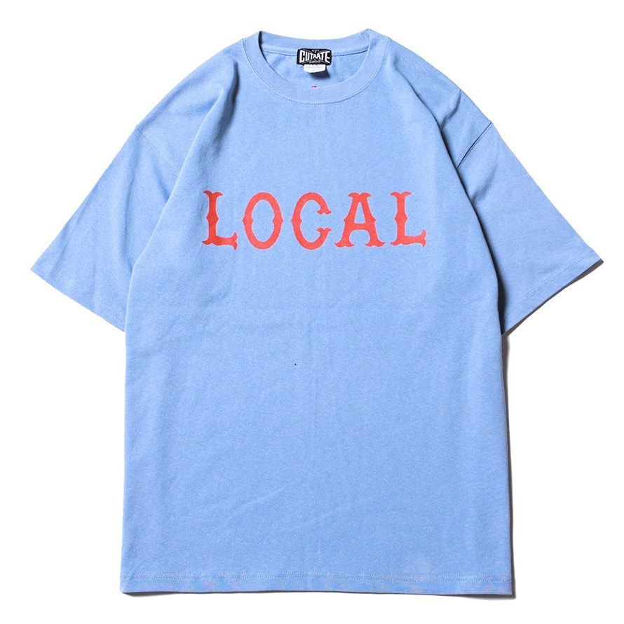 CUTRATE CLASSIC LOCAL LOGO HEAVY WEIGHT DROPSHOULDER S/S -T-SHIRT (ACID BLUE)