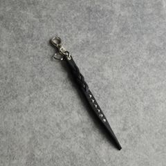 STUDS & KNITTING LEATHER SHORT KEY RING ＜TYPE A＞ (BLACK) / スタッズレザー 編み込みレザー ショートタイプ キーリング キーホルダー