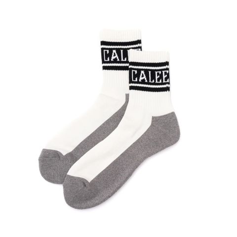 JACQUARD PILE LINE SOCKS (WHITE / BLACK)｜ラインソックス｜CL-26SS005EX