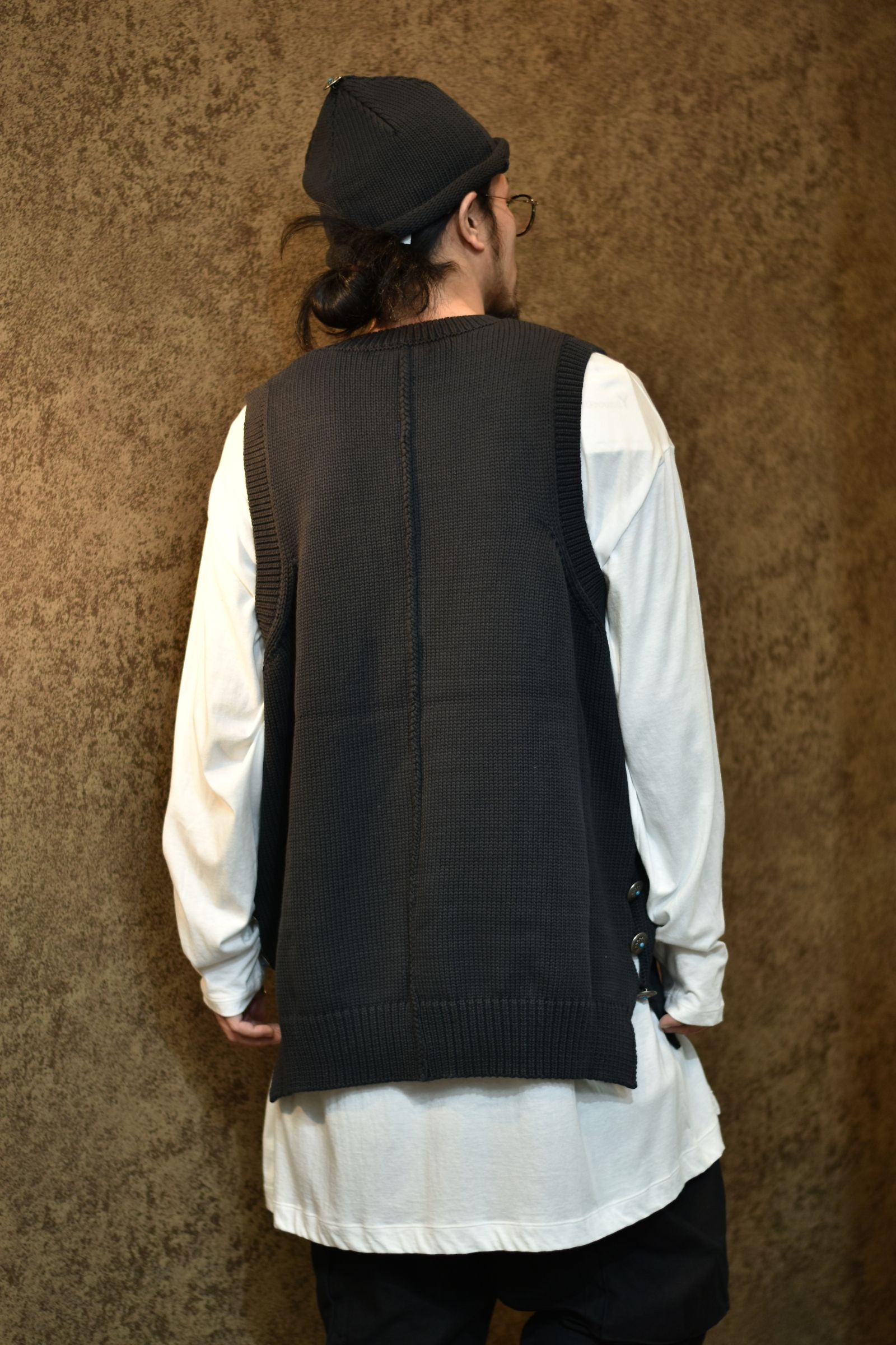 COTTON KNIT VEST (BK)