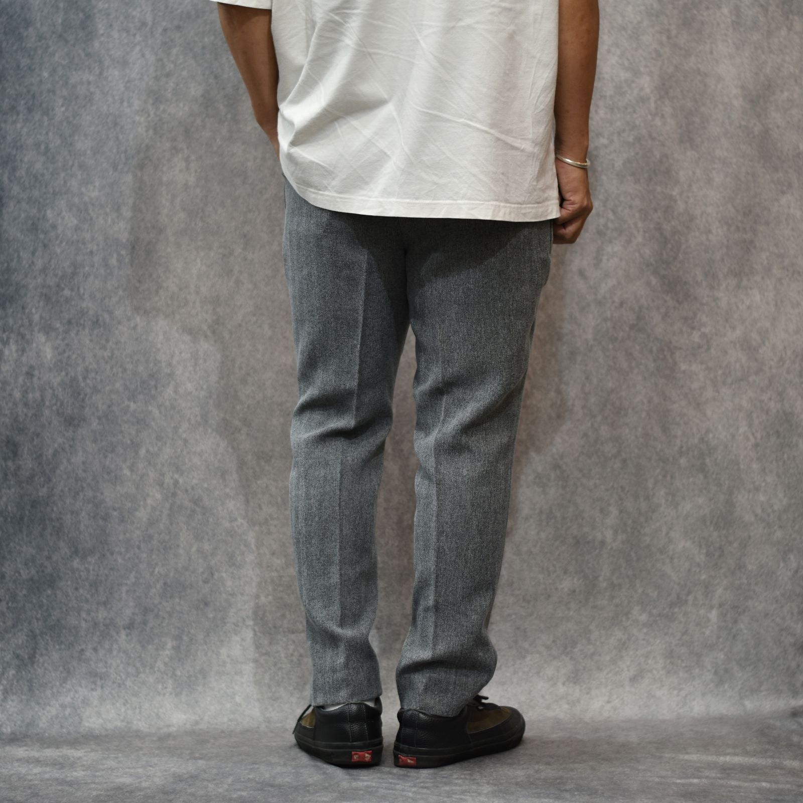 VINTAGE TYPE HERRINGBONE SLACKS (CHARCOAL)｜ヘリンボーン スラックス｜CL-25AW032