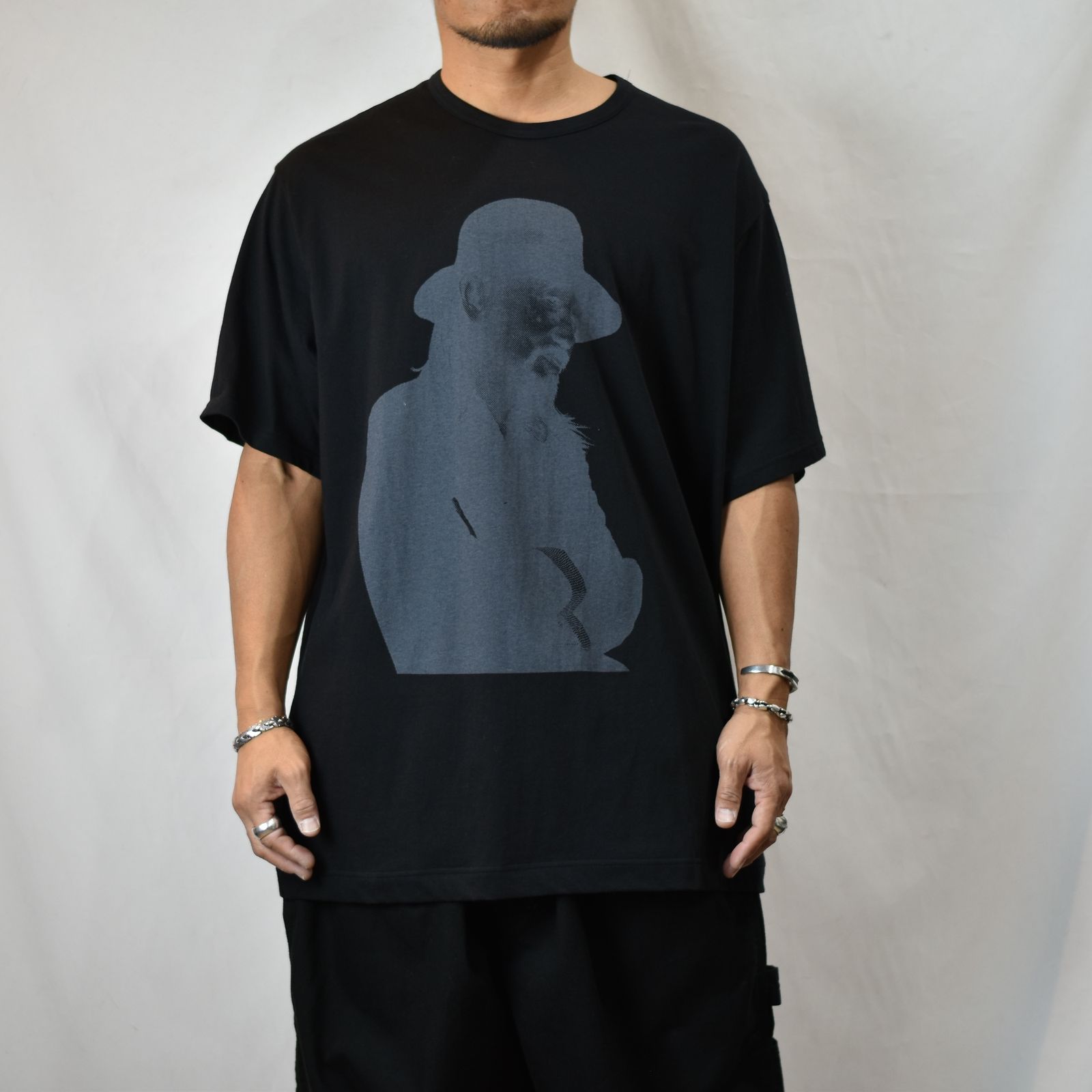 30/- COMBED SINGLE J PIGMENT PT SHORT SLEEVE (BLACK) / プリント Tシャツ （ブラック）