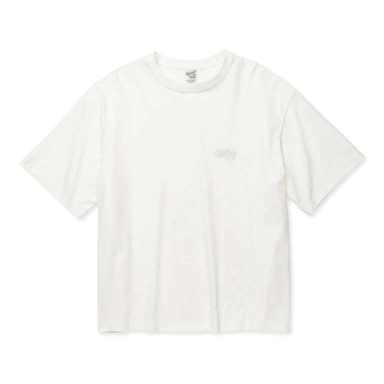 CALEE - EMBROIDERY DROP SHOULDER S/S TEE (WHITE) / 胸ロゴ