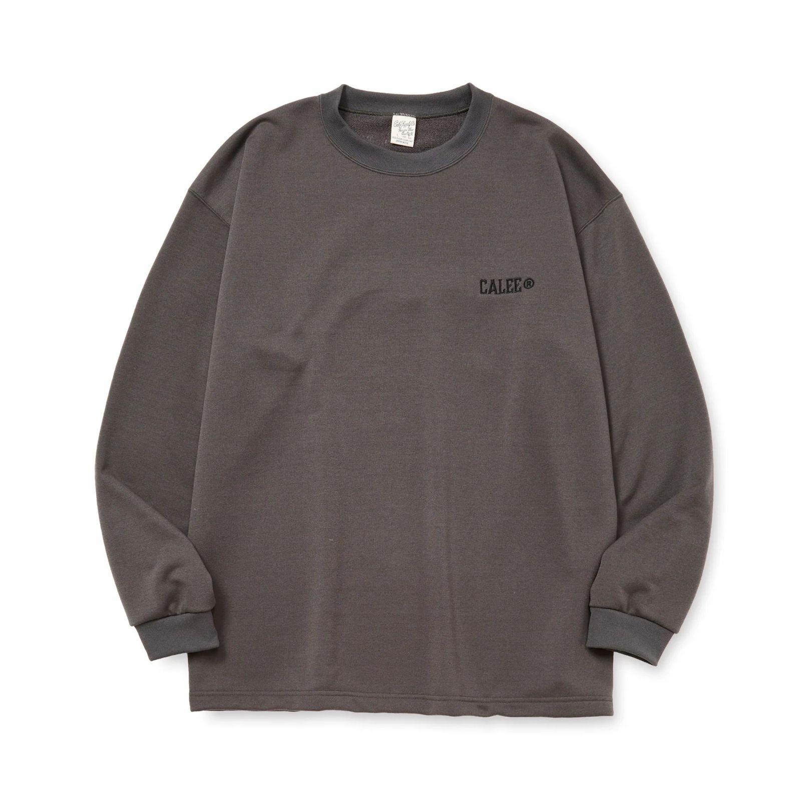 AEROKNOT® CALEE NATINAL LOGO DROP L/S TEE (CHARCOAL)｜機能素材 エアロノット ロングスリーブ Tシャツ｜CL-25AW004