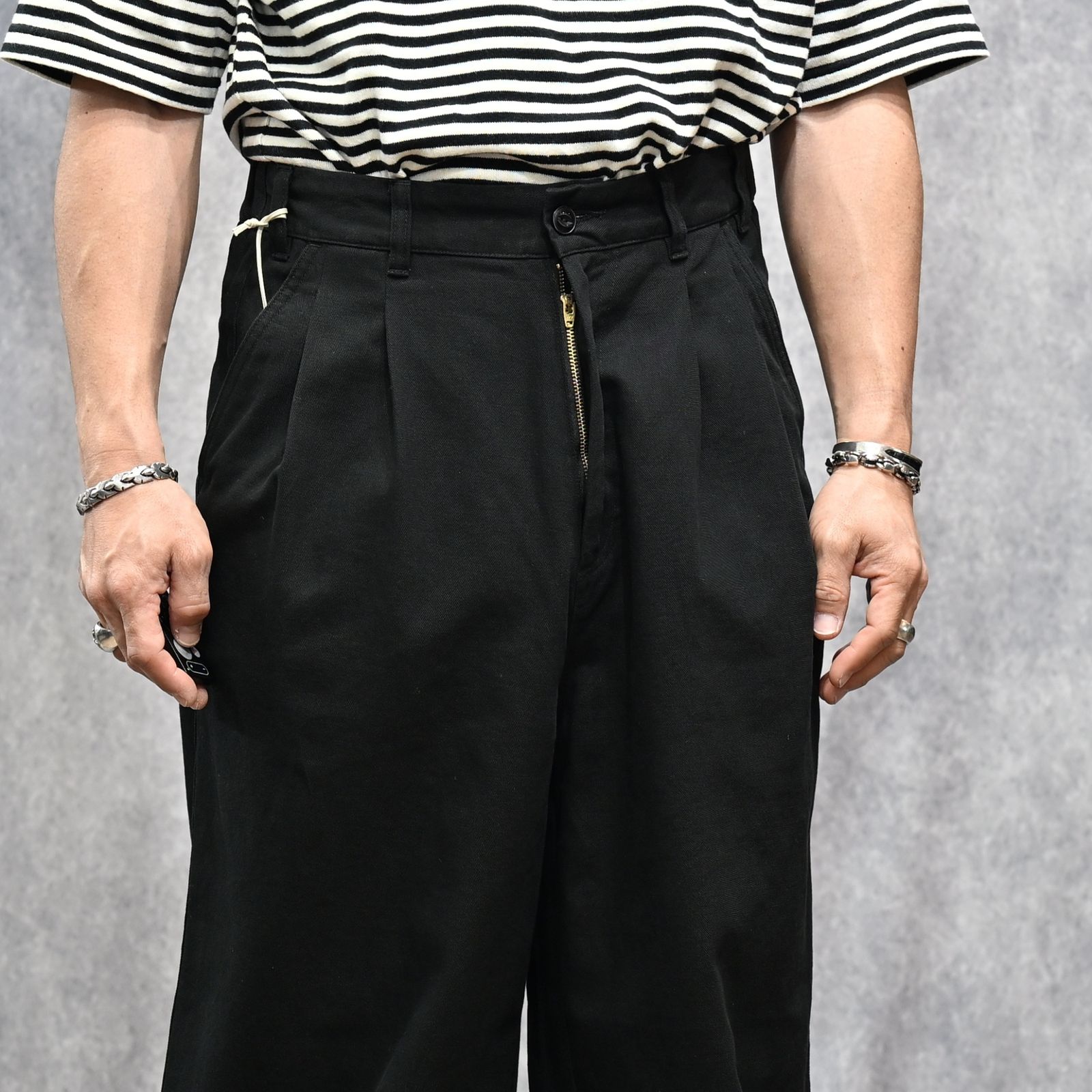CHINO WIDE TROUSERS （BLACK） / チノパンツ ワイドトラウザー （ブラック） 2026SS-PT2-YT