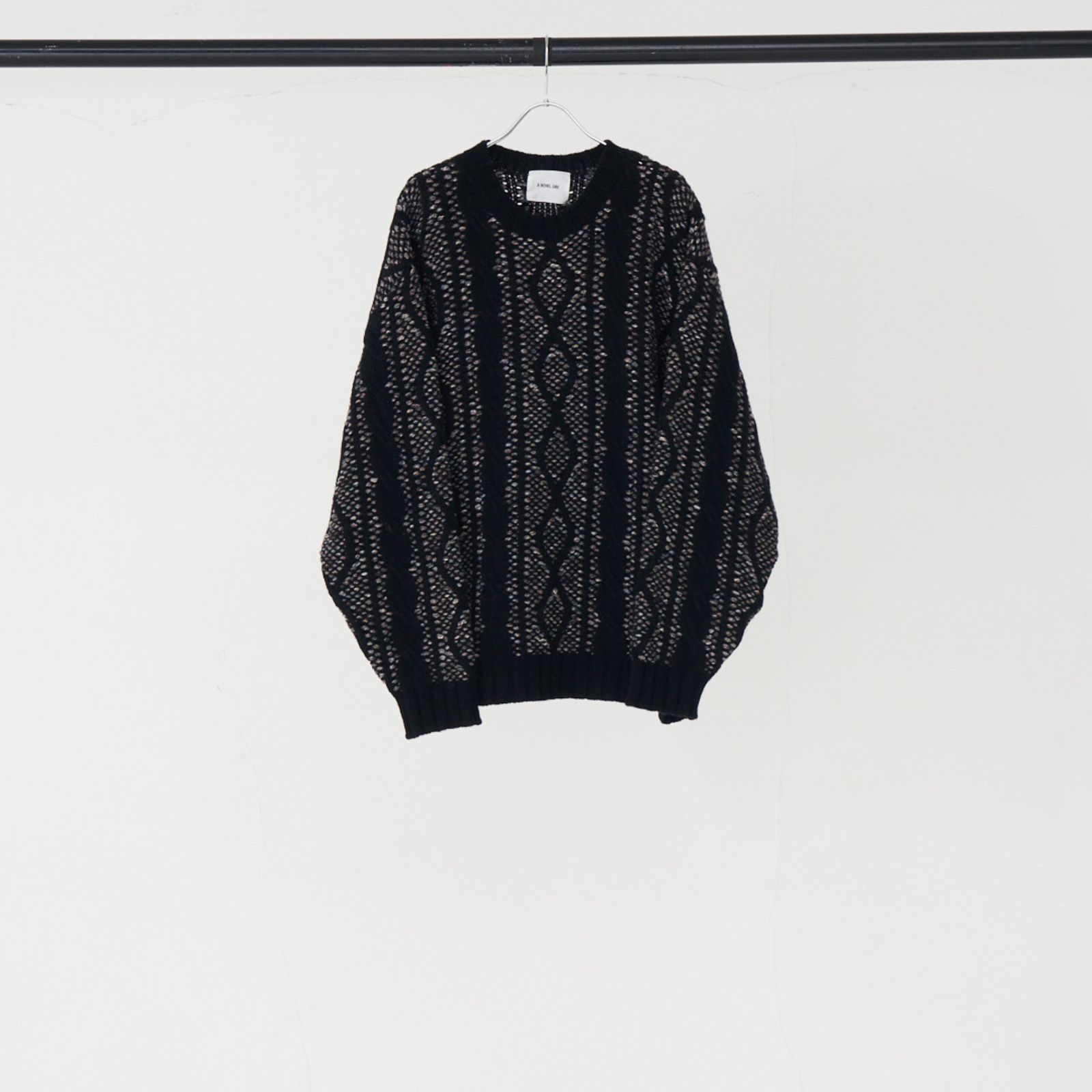 【25AW先行予約】 3G CABLE STITCH x THREAD PO (BLACK)｜ケーブル編み プルオーバーニット｜275202