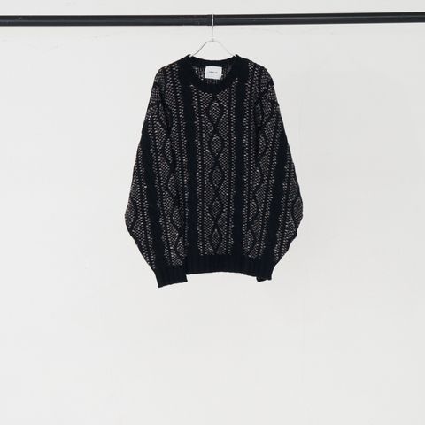 【25AW先行予約】 3G CABLE STITCH x THREAD PO (BLACK)｜ケーブル編み プルオーバーニット｜275202