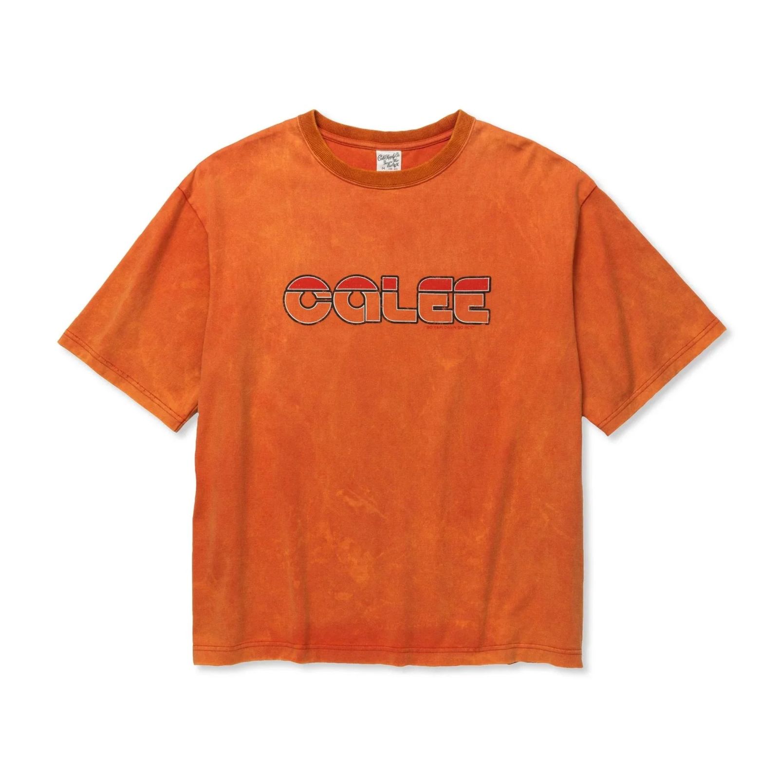 CALEE LOGO POWDER BLEACH DROP SHOULDER S/S TEE (USED ORANGE) / キャリーロゴ パウダーブリーチ ドロップショルダー 半袖Tシャツ