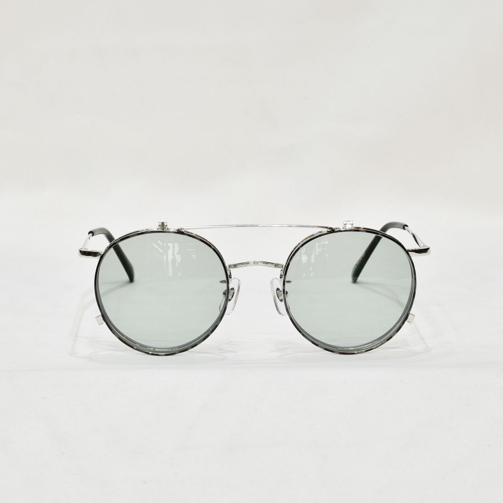 FLIP UP TYPE CIRCLE METAL GLASSES (SILVER.GREEN) / フリップアップタイプ サークルメタル グラシズ