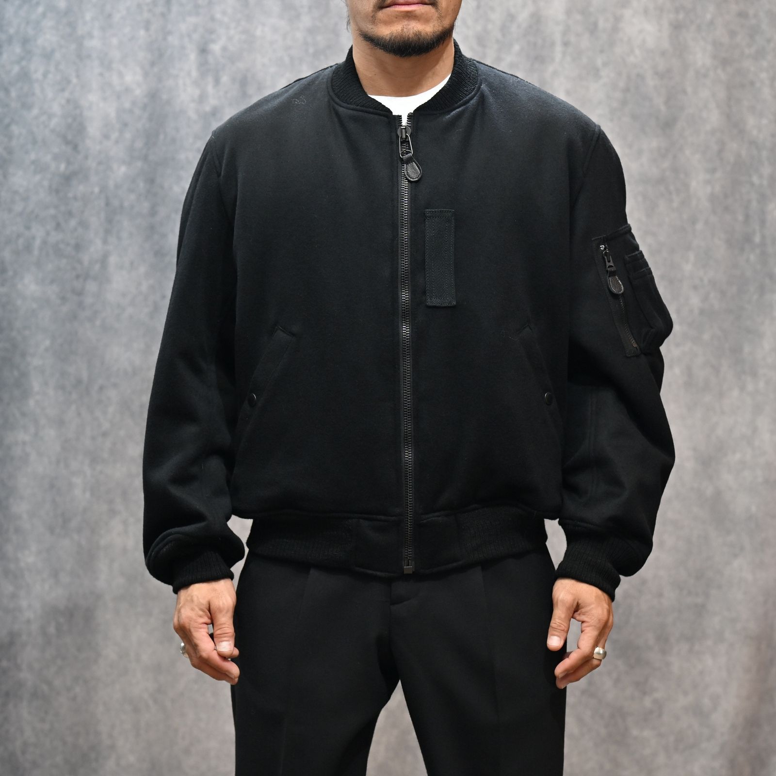 Wool Meiton Bomber JKT （BLK）｜ウールメルトン ボンバージャケット フライトジャケット｜2511-9001
