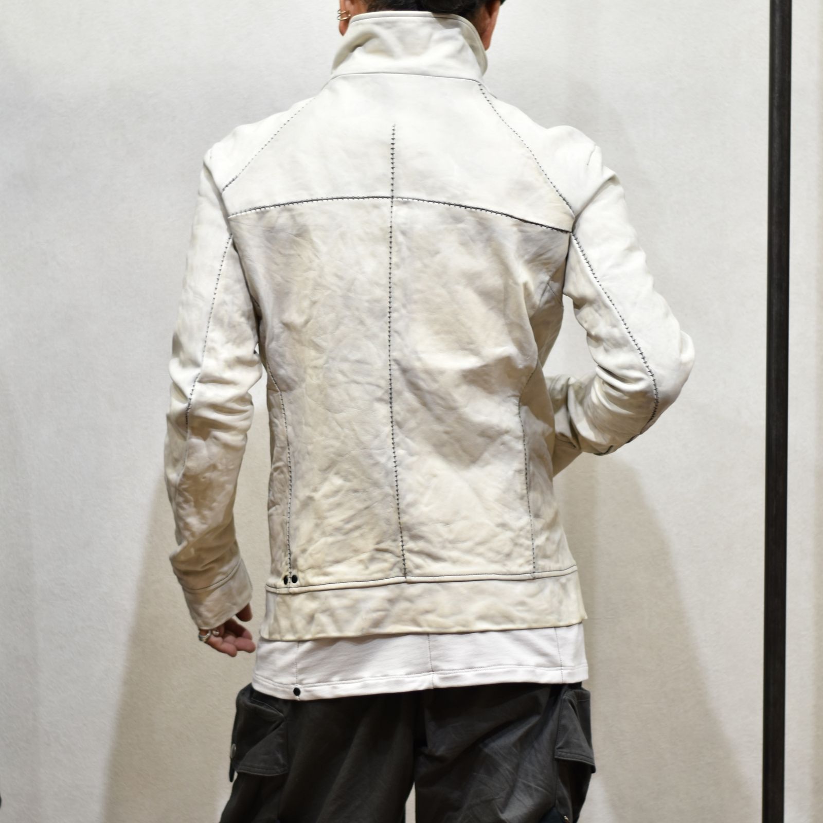 HORSE WHITE L.HI NECK BIAS ZIP RIB BL.LINED MB-1S