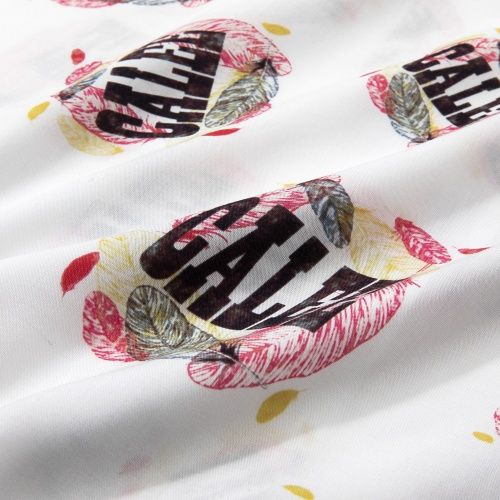 ALLOVER FEATHER PATTERN AMUNZEN CLOTH S/S SHIRT (WHITE)