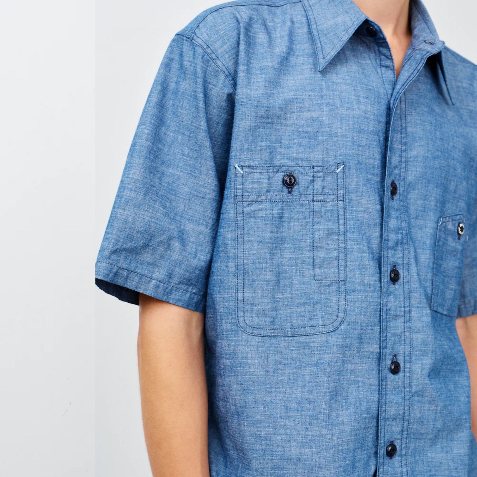 Y1942 S-SLEEVE CHAMBRAY SHIRT （INDIGO）｜シャンブレー 半袖シャツ （インディゴ）