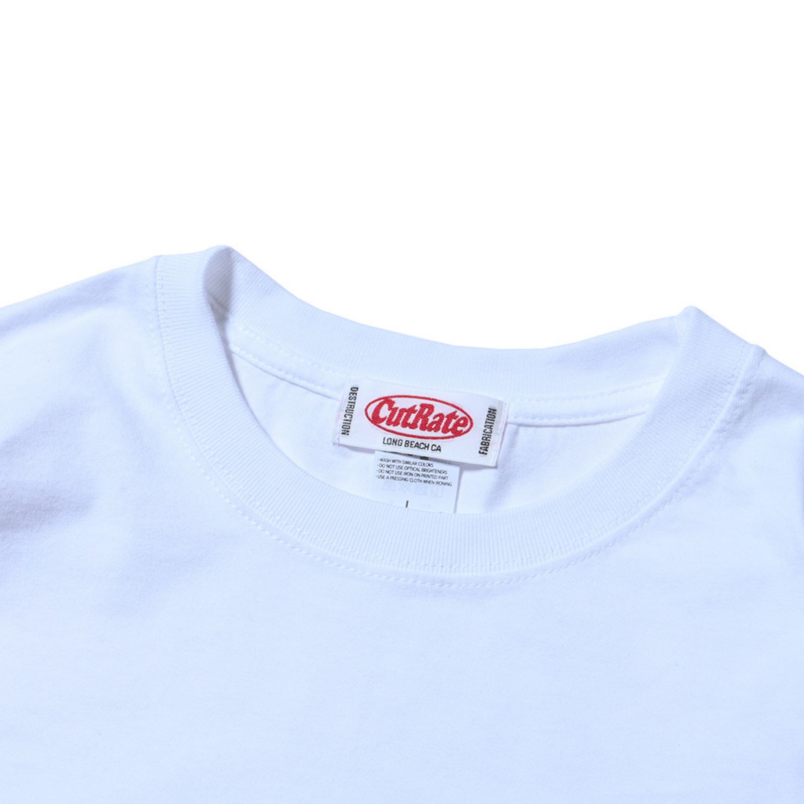 CUTRATE LOGO EMBROIDERY DROPSHOULDER L/S T-SHIRT (WHITE) / ロゴ刺繍 ドロップショルダー ロンT