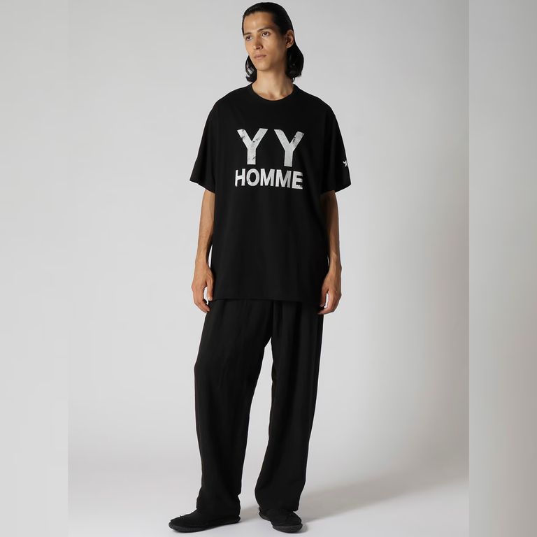 【関税込み】Solid Homme ブラック 'Paris' Tシャツ yohji yamamoto - YYH PT SHORT SLEEVE T (BLACK) ロゴ