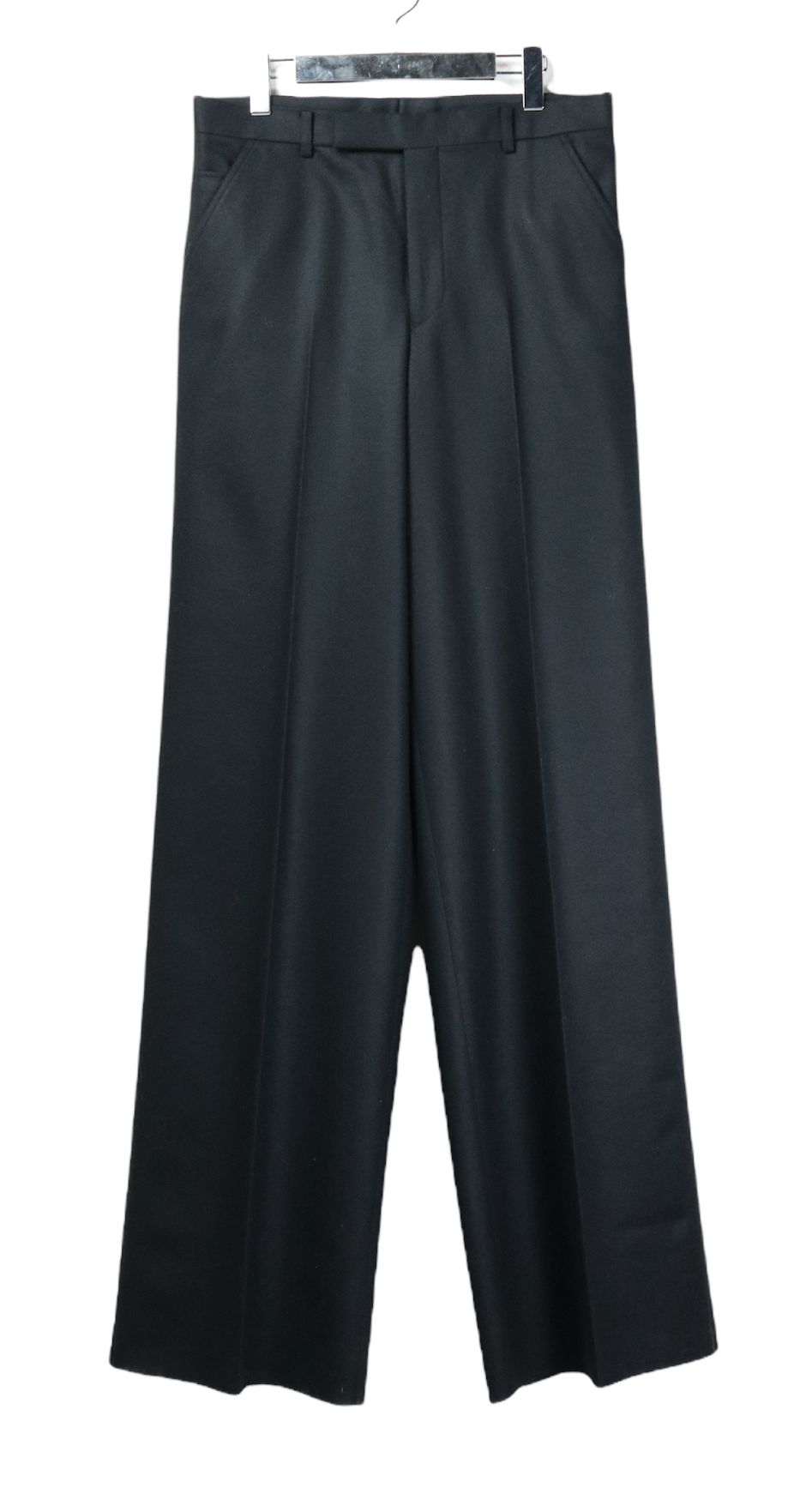 Wool flannel wide trousers ”
