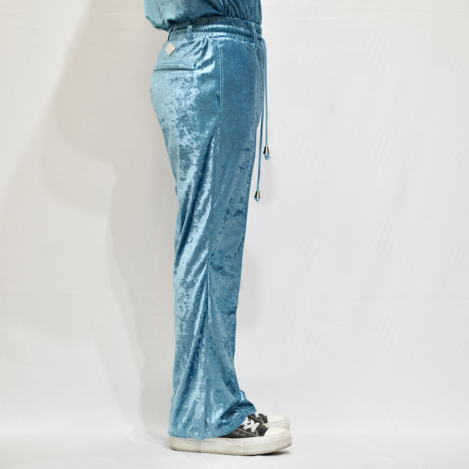 el conductorH - CRUSHED VELOURS JERSEY TROUSERS (BLU) | chord