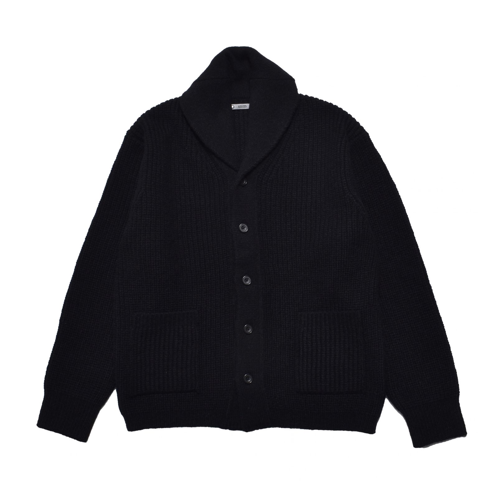 Baby Alpaca Wool Shawl Collar Knit Cardigan （BLK）｜ベビーアルパカ ショールカラーニットブルゾン｜MDFBF10601