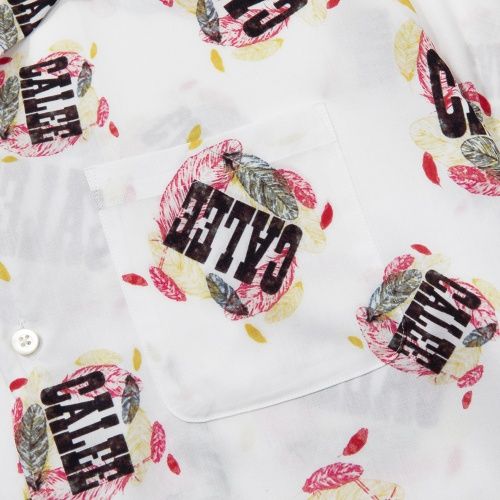 ALLOVER FEATHER PATTERN AMUNZEN CLOTH S/S SHIRT (WHITE)