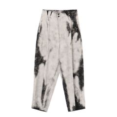 Y's 8oz DENIM BLEACHED HIGH WAIST PLEATED PANTS （BLACK）