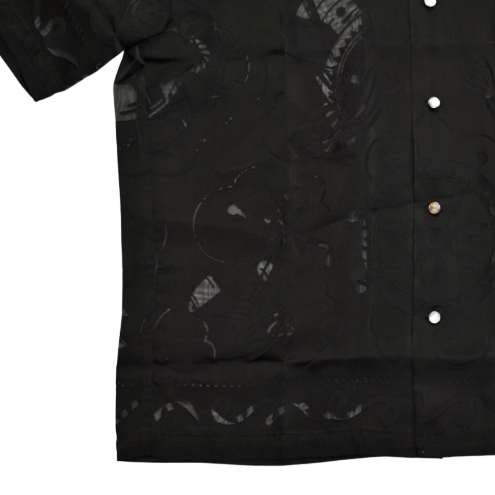 Open Collar S/S Burn Out Shirt "BRASCO" (BLACK)｜オープンカラーシャツ｜Y02002