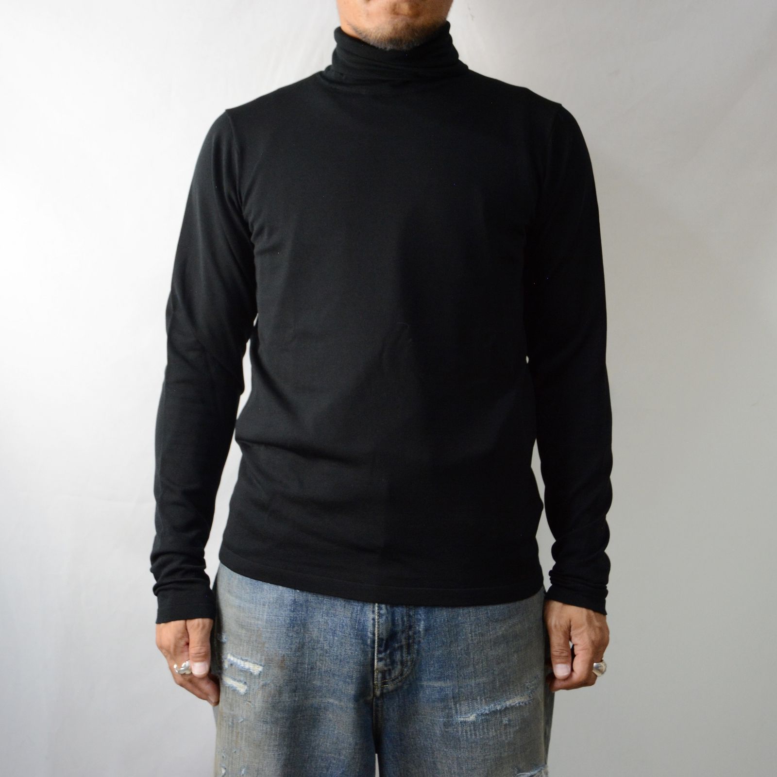 MINEDENIM - CP Knit Turtle Neck Pullover （BLK） / キュプラニット