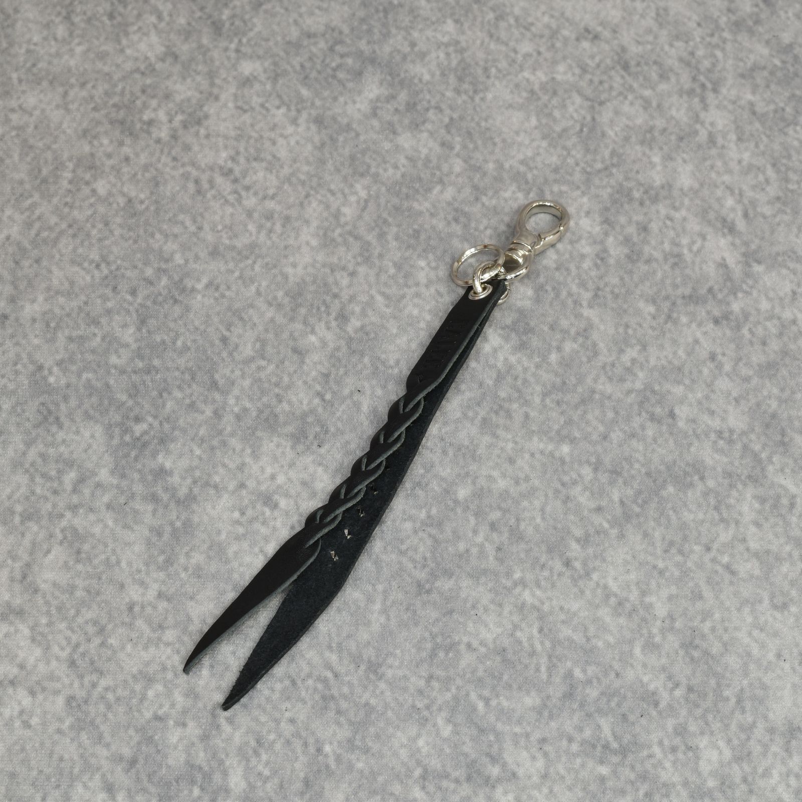 STUDS & KNITTING LEATHER SHORT KEY RING ＜TYPE B＞ (BLACK) / スタッズレザー 編み込みレザー ショートタイプ キーリング キーホルダー