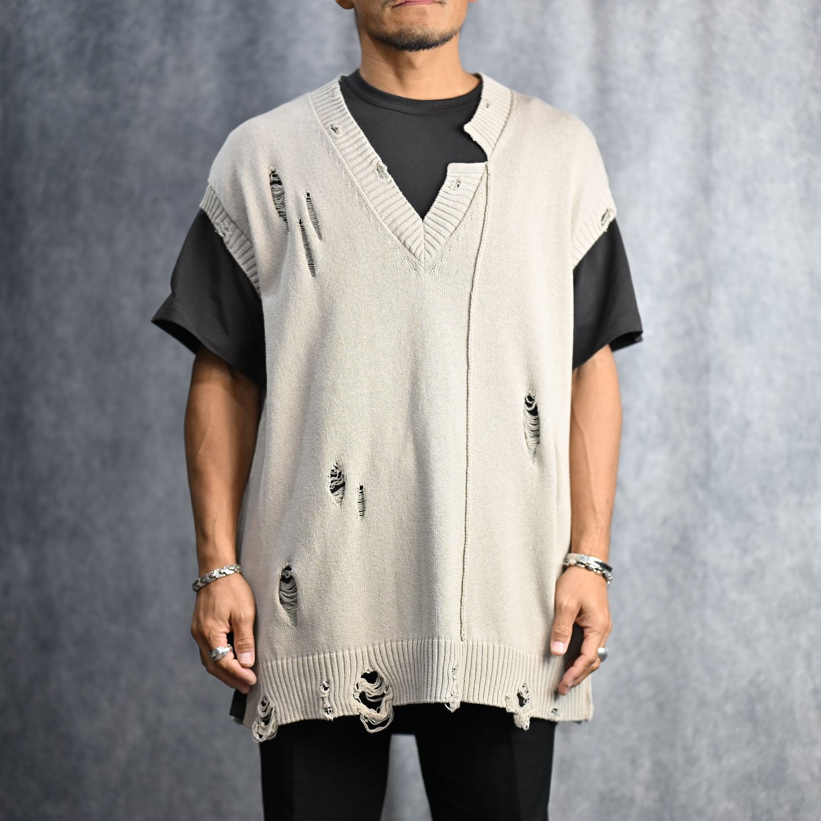 7G2P JERSEY V NECK VEST （BEIGE） ニットベスト / HP-K13-098 （ベージュ）