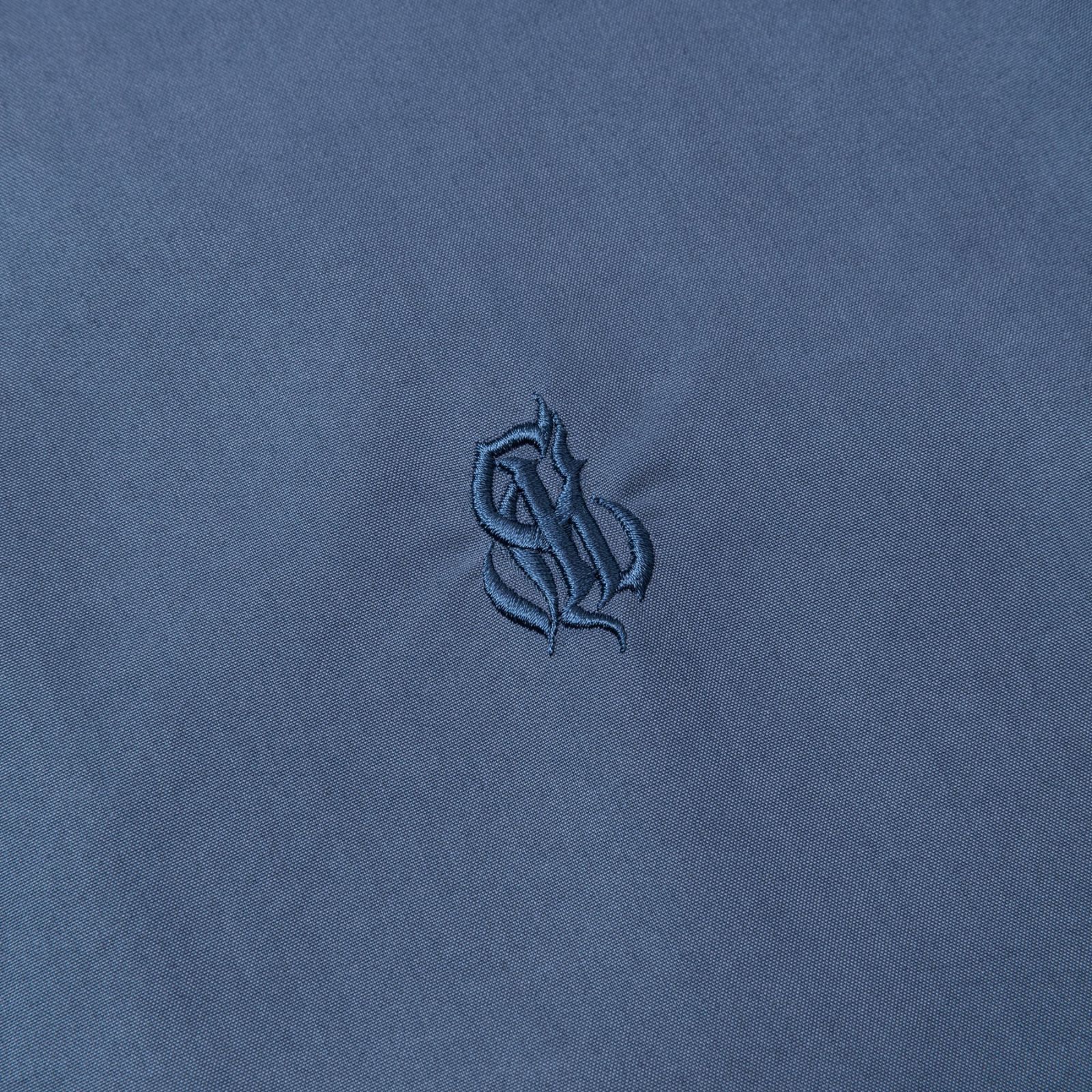 SILKY TOUCH CAL NT LOGO EMBROIDERY SH (BLUE) / オープンカラー半袖シャツ