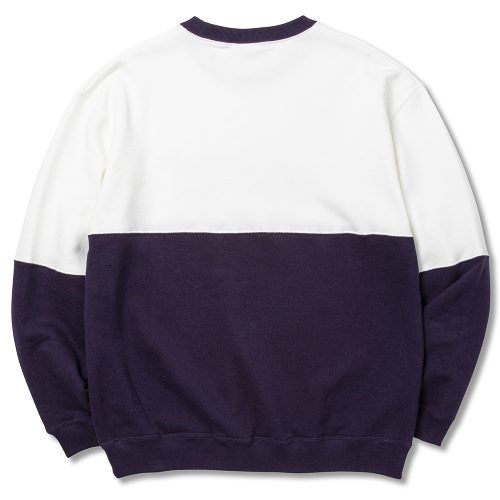 CALEE UNIV. CONTRASTING FABRIC CREW NECK SWEAT (DARK PURPLE) / クルーネック スウェット