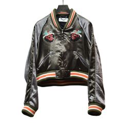 CROPPED YAMA KING EMBROIDERED SOUVENIR JKT (OLIVE)｜閻魔大王 スーベニアジャケット・スカジャン ショート丈・短丈｜PD25AW02