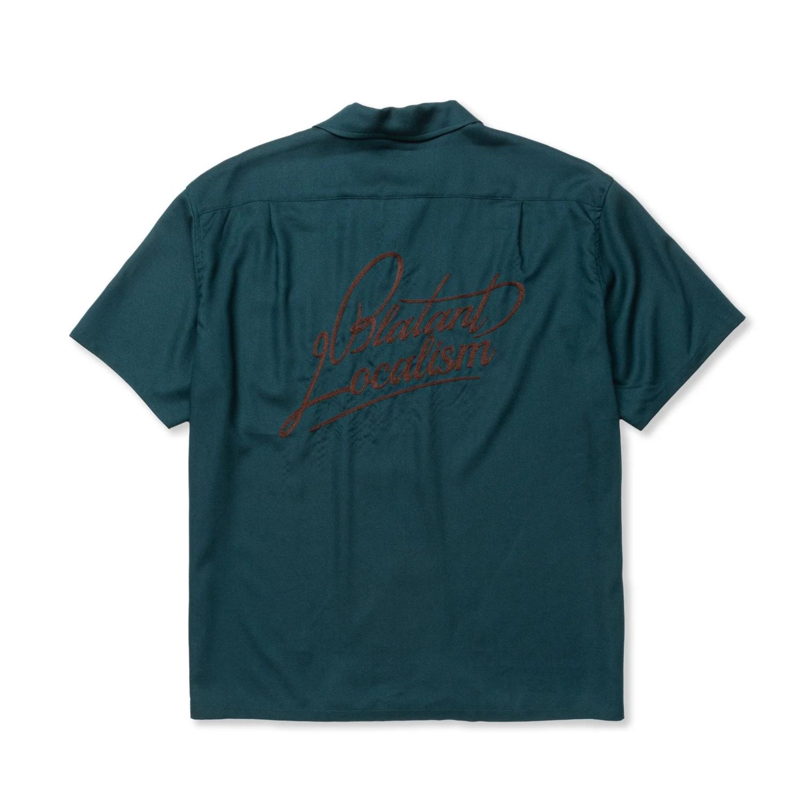 EMBROIDERY "BLATANT LOCALISM" OPEN COLLAR SH (GREEN) / オープンカラーシャツ