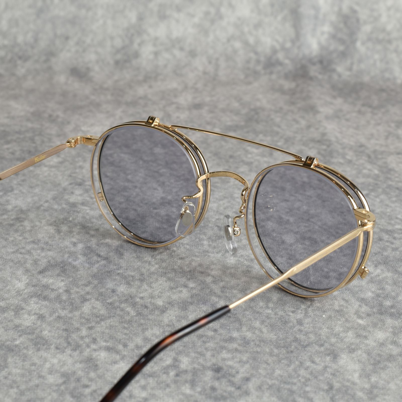 FLIP UP TYPE CIRCLE METAL GLASSES (GOLD/GRAY) / フリップアップタイプ サークルメタル サングラス