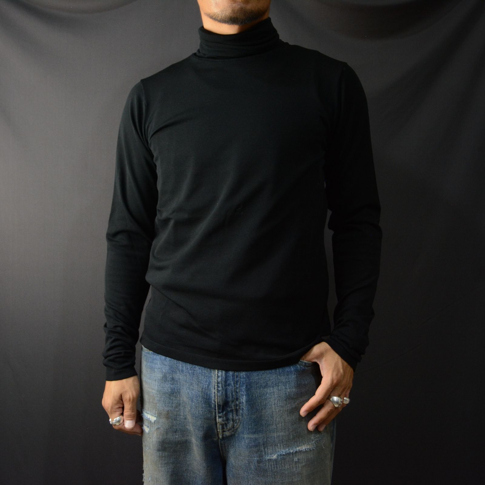 MINEDENIM - CP Knit Turtle Neck Pullover （BLK） / キュプラニット