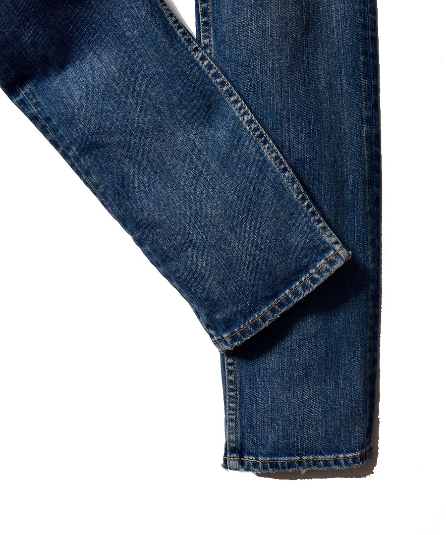 × KIDILL SKINNY ZIP & STRAPS DENIM PATNTS-DISTRESSED DENIM （USD）