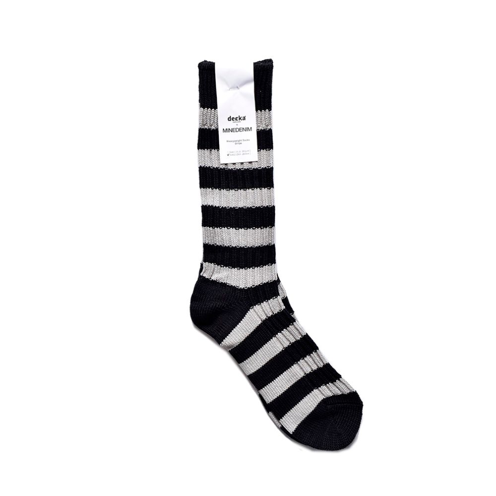 decka* MINEDENIM Border Rib SOX （GRT） /  ボーダーリブソックス （グレー）