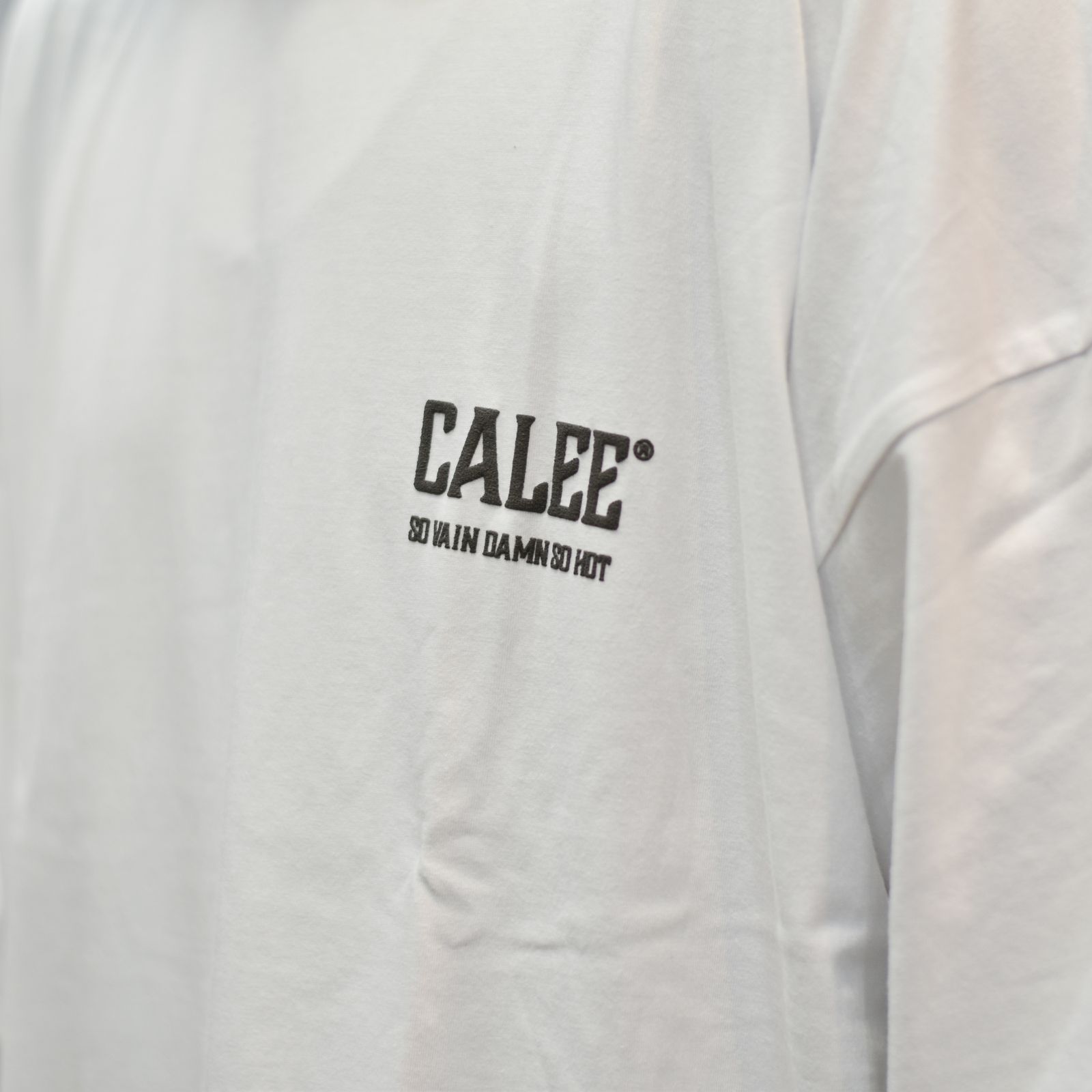 × SHELTECH®︎ CALEE NATIONAL LOGO WIDE TEE (WHITE)｜シェルテック キャリー ロゴ ワイド 半袖Tシャツ｜CL-SHELTECH004