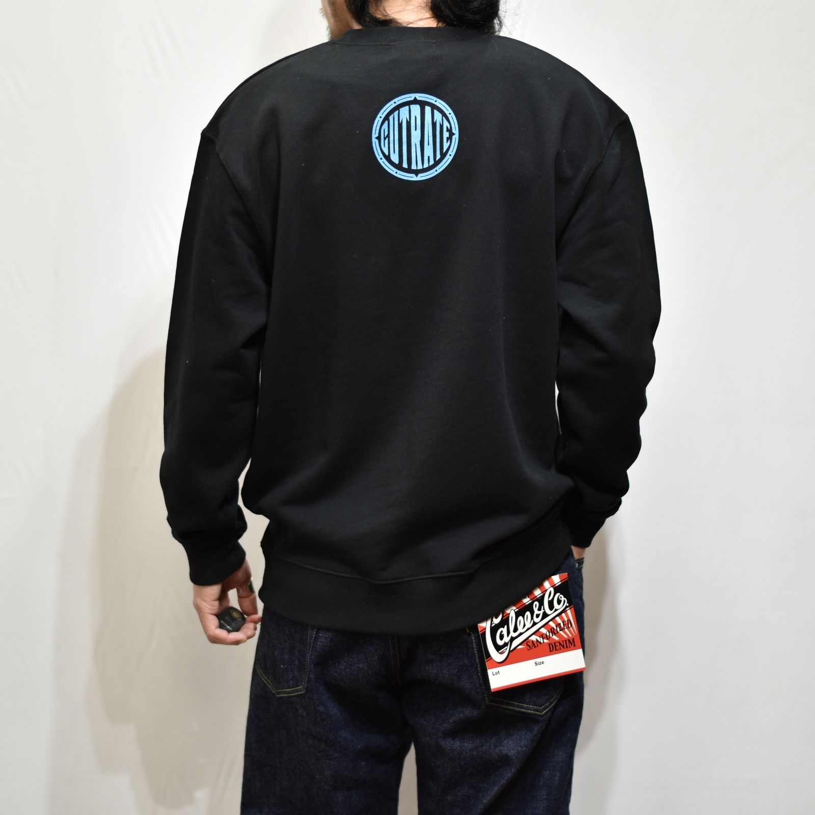 CUTRATE BEACH CITY CA L/S SWEAT SHIRT  (BLACK×BLUE)
