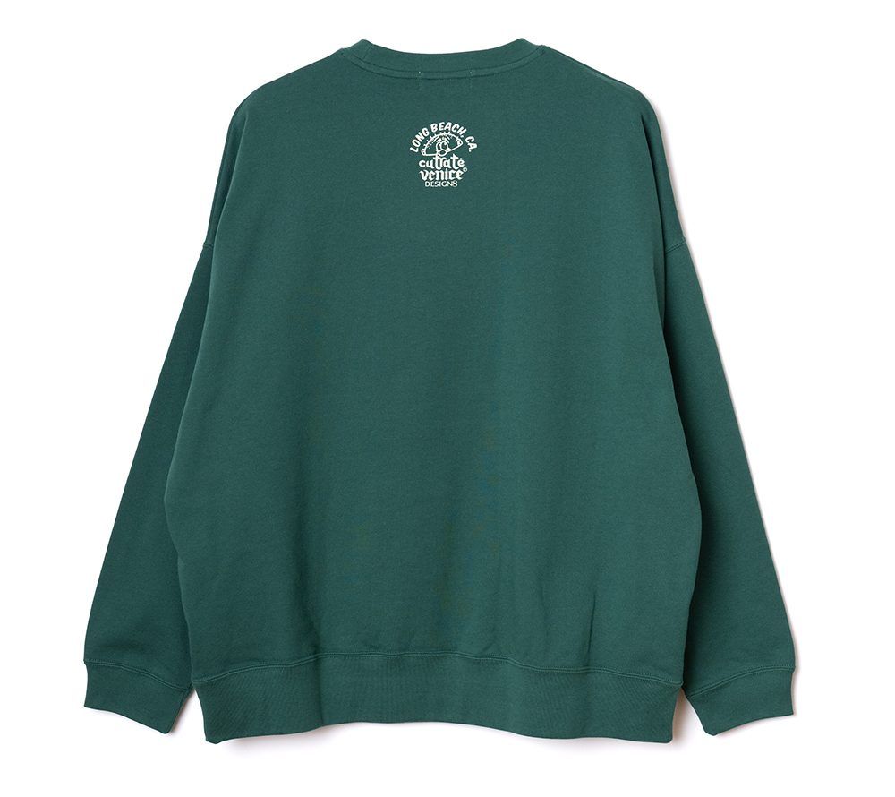 ×VENICE8 COFFEE HOUSE SMILEY FACE DISPENSER DROP CREW NECK SWEAT (GRN) / ドロップショルダー クルーネック スウェット