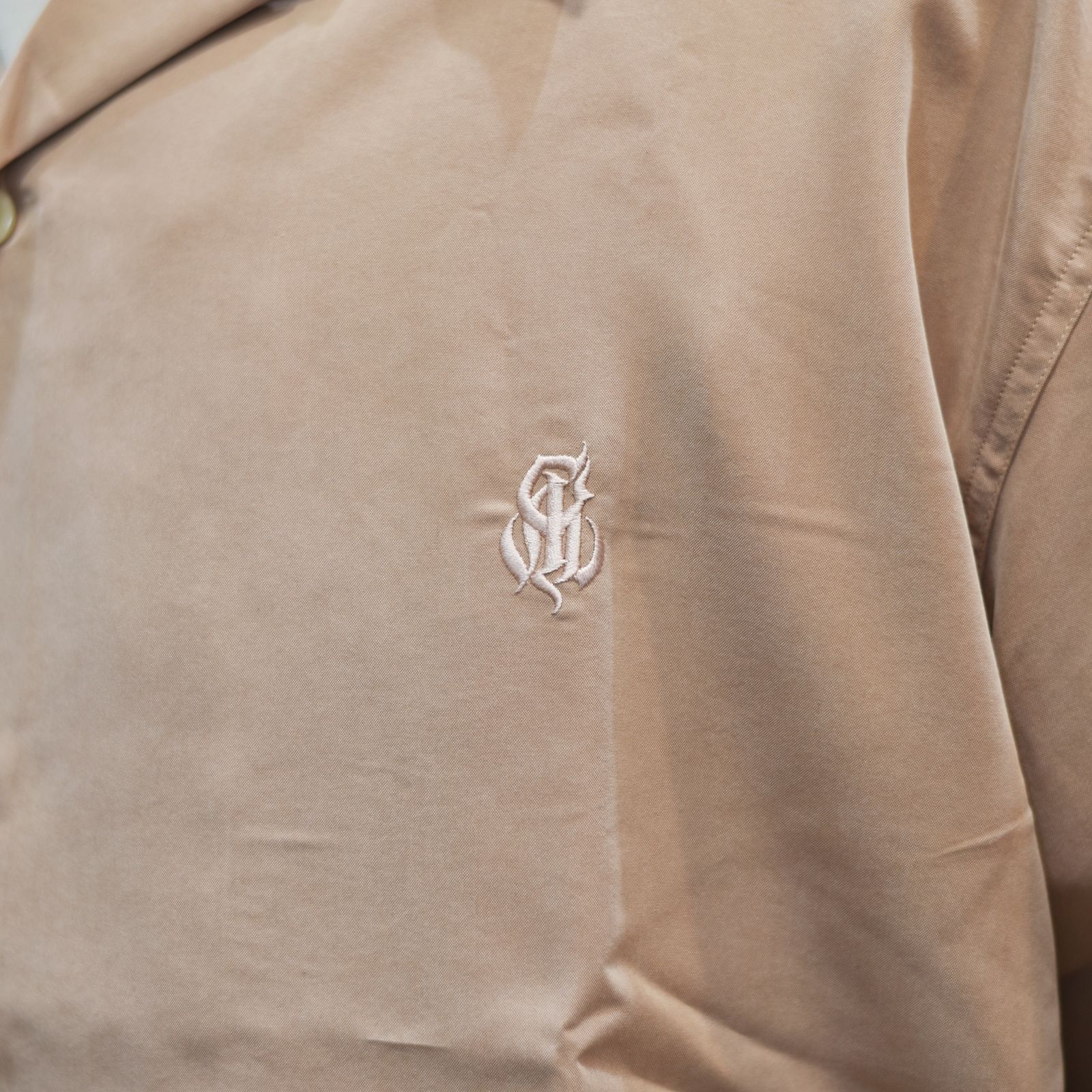SILKY TOUCH CAL NT LOGO EMBROIDERY SH (SALMON PINK) / オープンカラー半袖シャツ