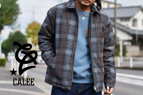 CALEE - Dobby check pattern swing top (Gray) / ドビーチェック