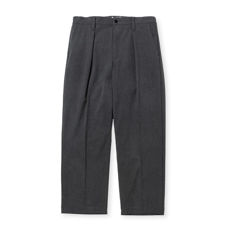 CALEE - THERMOLITE TWILL TUCK WIDE SLACKS (CHARCOAL CALEE - THERMOLITE TWILL TUCK WIDE SLACKS (CHARCOAL