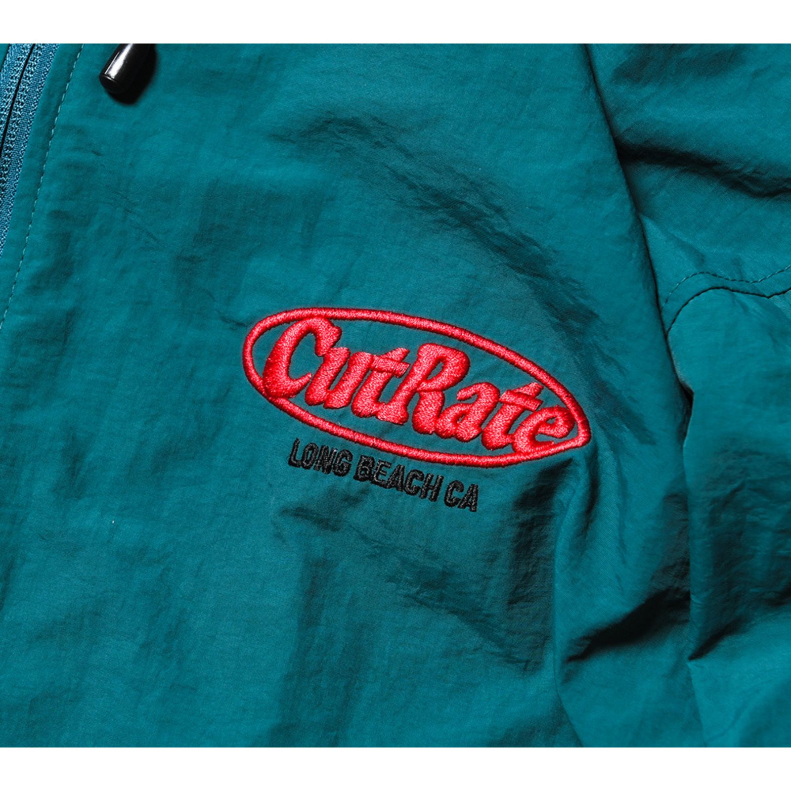 CUTRATE LOGO EMBROIDERY UTILITY HOODIE (GREEN) / ロゴ刺繍 アノラックパーカー
