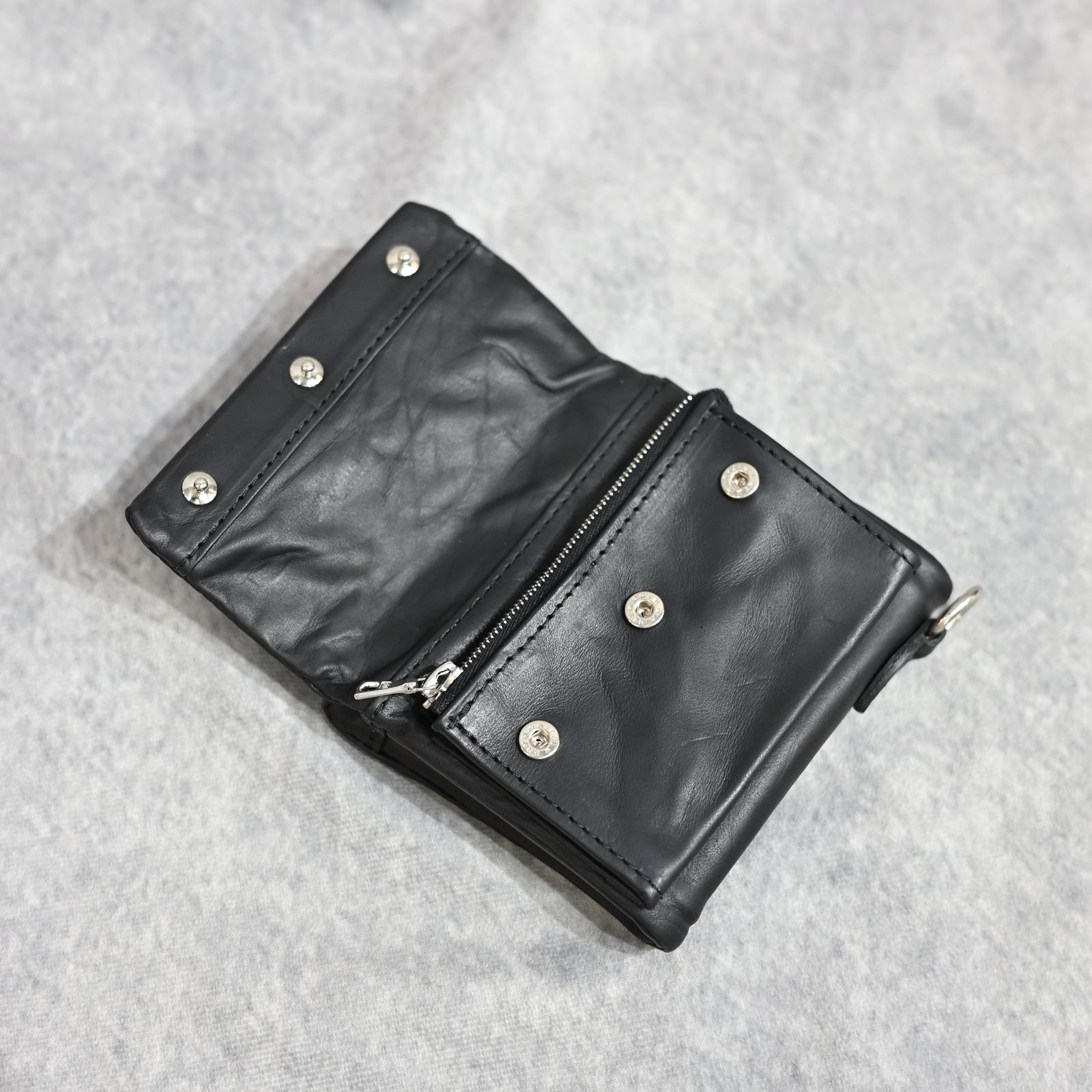 GUIDI カーフ 二つ折り スナップウォレット （BLACK / ブラック）｜345-40