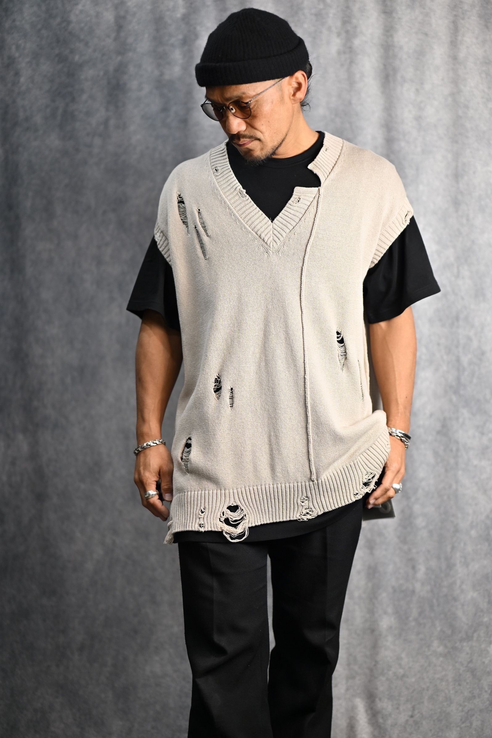 7G2P JERSEY V NECK VEST （BEIGE） ニットベスト / HP-K13-098 （ベージュ）