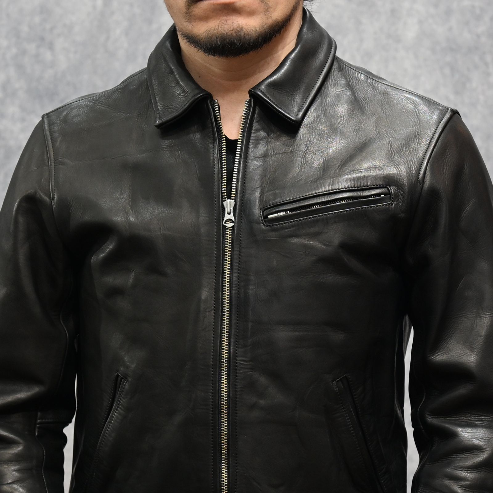 Leather Zipup JKT （BLK）｜レザージャケット｜2602-8001